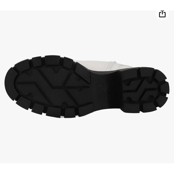 MIA Womens Mila Combat Boots Sz 8. 5M Lug Sole White Black Zip Lace Up Vegan - Picture 6 of 8